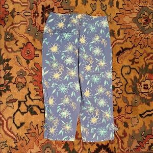 Floral all cotton women’s capris Blue and Green